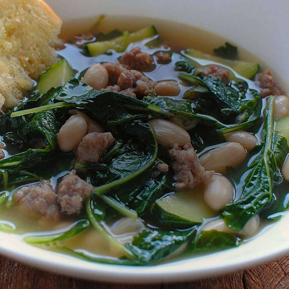 WHITE BEAN SOUP WITH PORTUGUESE SAUSAGE AND KALE Farmhouse at Roger's